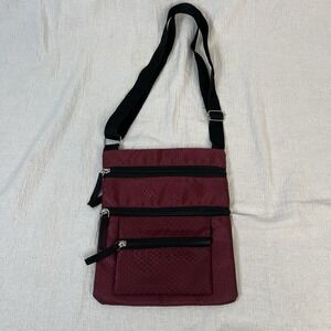 Gold Coast Nylon Crossbody Sling Bag in Burgundy Lightweight Travel Multi Pocket